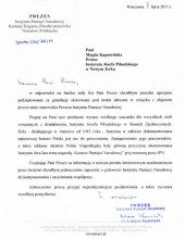 List od prezesa IPN dr. Łukasza Kamińskiego