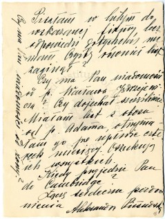 Fragment listu Aleksandry Piłsudskiej do Henryka Floyar-Rajchmana